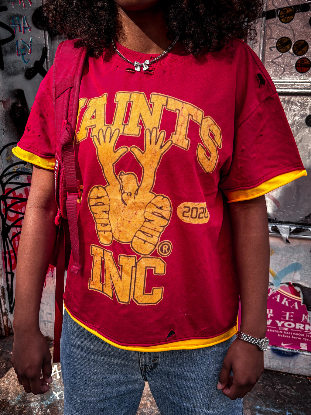 Red/Yellow College tee