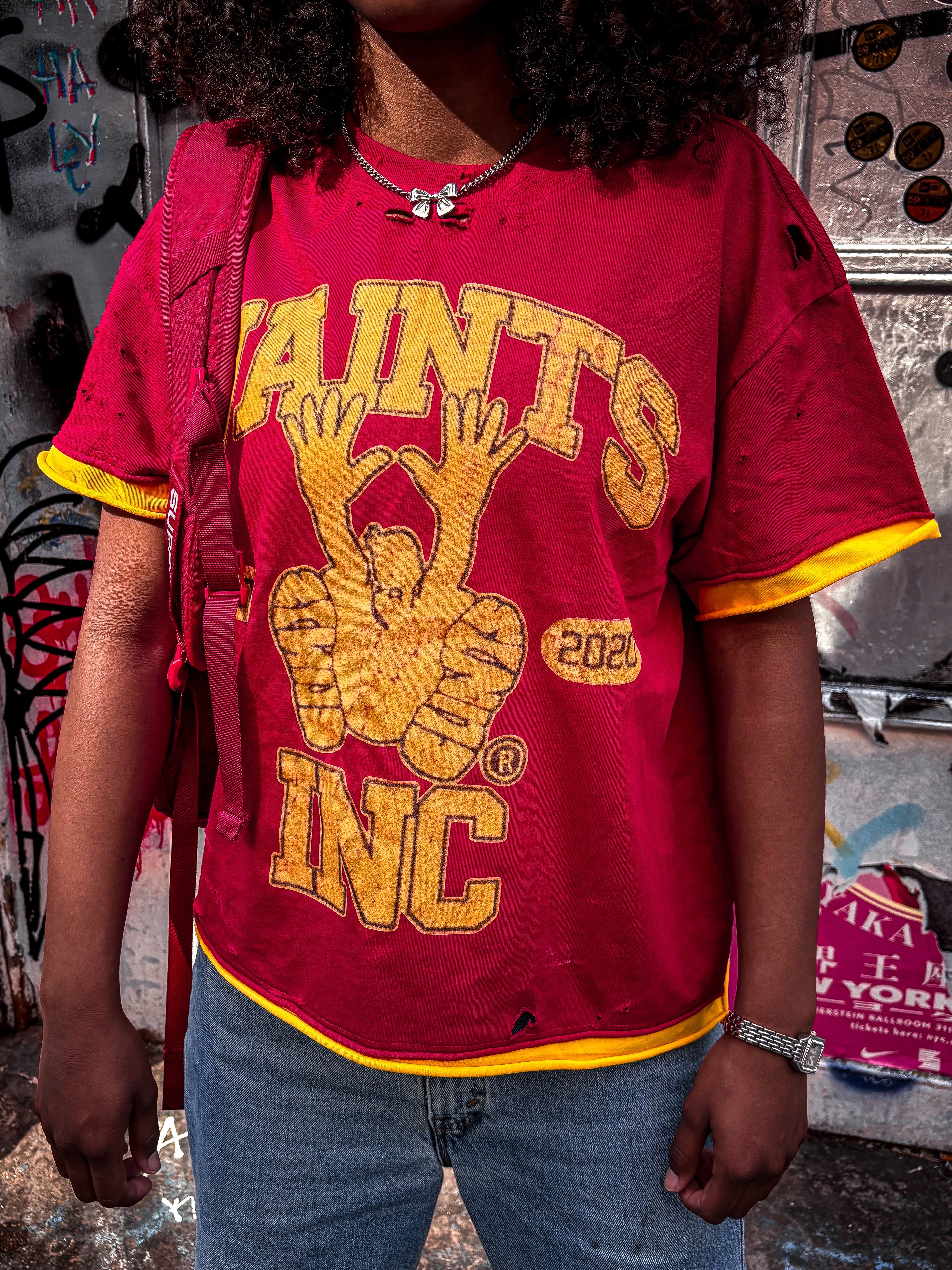 Red/Yellow College tee