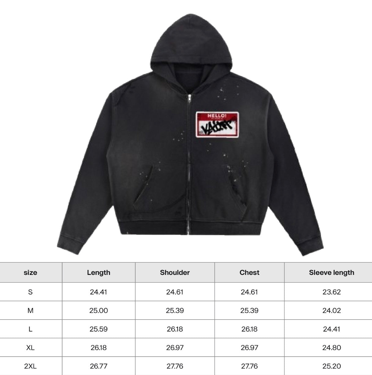 *HELLO VAINT* DISTRESSED HOODIE IN BLACK